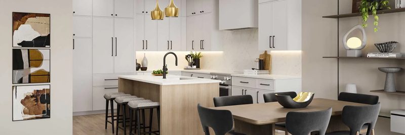 Kitchen inside a Highlands Row townhome